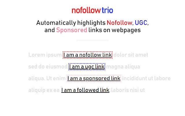 Nofollow Trio  from Chrome web store to be run with OffiDocs Chromium online