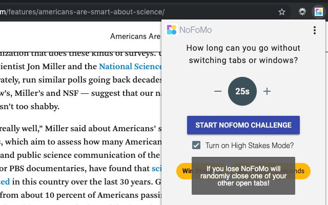 NoFoMo: Attention Game  from Chrome web store to be run with OffiDocs Chromium online