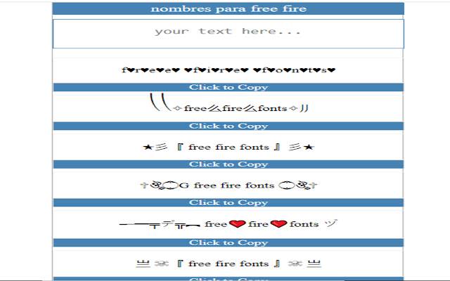 Nombres Para Free Fire aus dem Chrome-Webshop zur Ausführung mit OffiDocs Chromium online