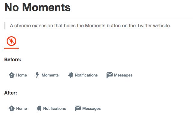 No Moments for Twitter  from Chrome web store to be run with OffiDocs Chromium online