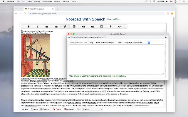 Notepad With Speech  from Chrome web store to be run with OffiDocs Chromium online