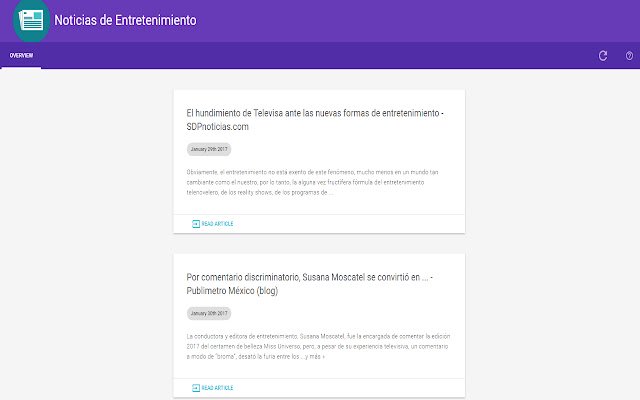 Noticias de Entretenimiento  from Chrome web store to be run with OffiDocs Chromium online