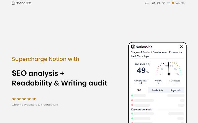 NotionSEO: Notion SEO  Readability Plugin  from Chrome web store to be run with OffiDocs Chromium online