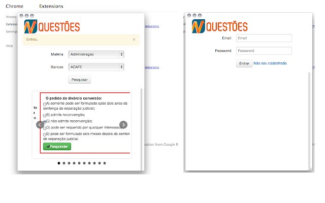 NQuestões  from Chrome web store to be run with OffiDocs Chromium online