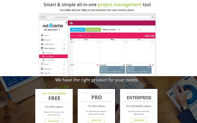 Nutcache : Collaborative project management  from Chrome web store to be run with OffiDocs Chromium online