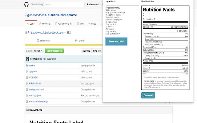 Nutrition Facts Label  from Chrome web store to be run with OffiDocs Chromium online