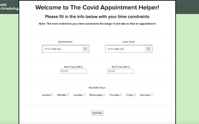 NY State Covid Appointment Grabber Lite  from Chrome web store to be run with OffiDocs Chromium online