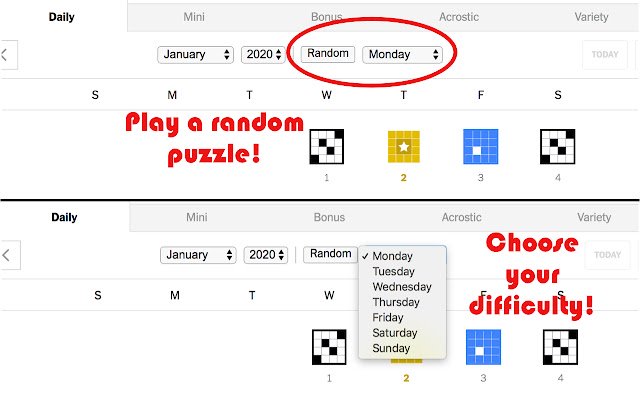 NYTXW Shuffle  from Chrome web store to be run with OffiDocs Chromium online