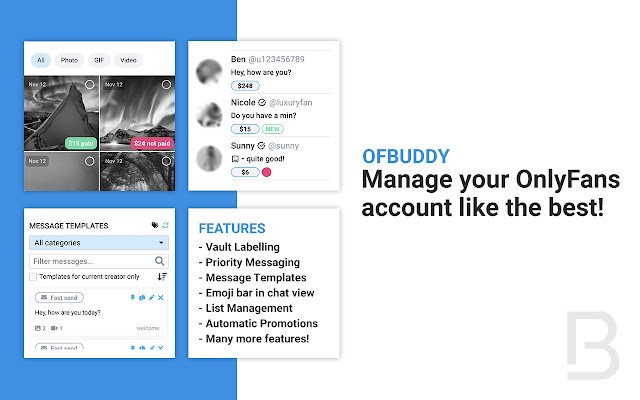 OFBuddy for OnlyFans Creators da Chrome Web Store será executado com OffiDocs Chromium online