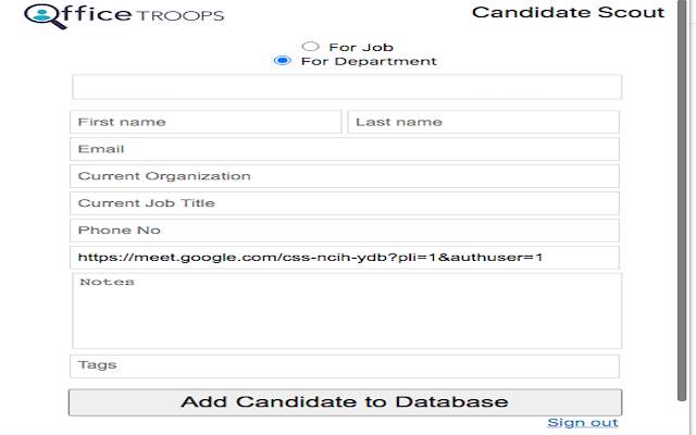 OfficeTroops Candidate Scout (Global) de la boutique en ligne Chrome doit être exécuté avec OffiDocs Chromium en ligne