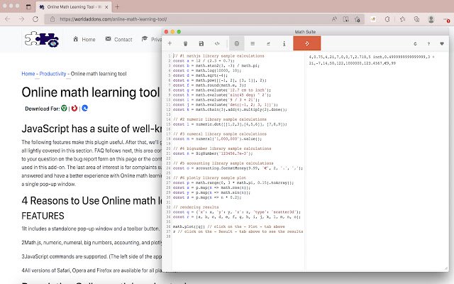 Online math learning tool  from Chrome web store to be run with OffiDocs Chromium online