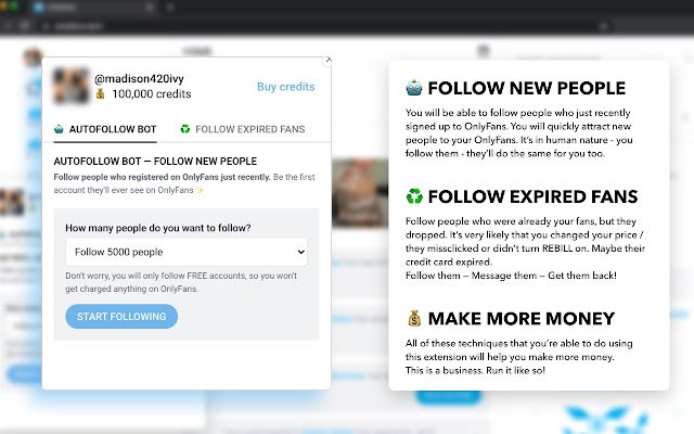 OnlyFans Expired Fans Follower  Follow Bot  from Chrome web store to be run with OffiDocs Chromium online