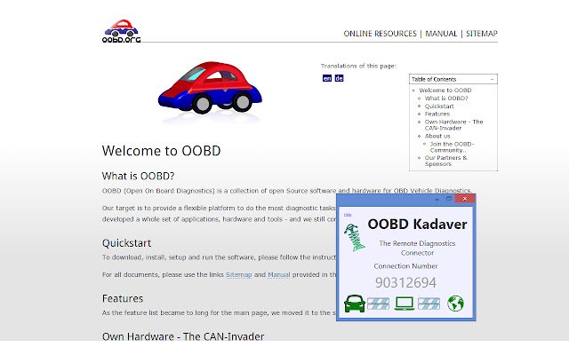 OOBD Kadaver  from Chrome web store to be run with OffiDocs Chromium online