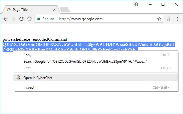 Open in CyberChef  from Chrome web store to be run with OffiDocs Chromium online