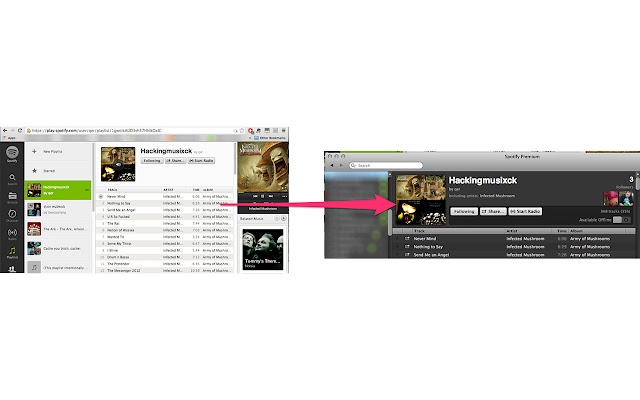 Open in Spotify desktop client  from Chrome web store to be run with OffiDocs Chromium online