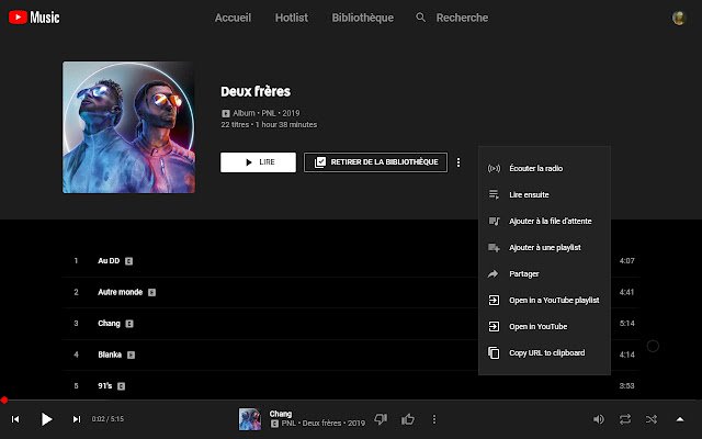 Open in YouTube for YouTube Music  from Chrome web store to be run with OffiDocs Chromium online