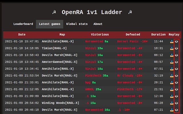 Chrome Web ストアの OpenRA Ladder Replay Analytics を OffiDocs Chromium オンラインで実行