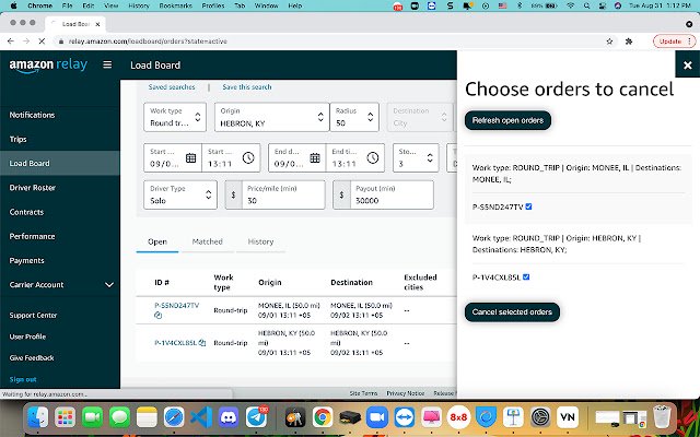 OrderCanceller dari toko web Chrome akan dijalankan dengan OffiDocs Chromium online