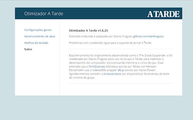 Otimizador A Tarde  from Chrome web store to be run with OffiDocs Chromium online