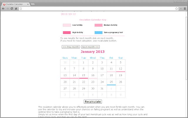 Ovulation, Pregnancy Calculator  from Chrome web store to be run with OffiDocs Chromium online