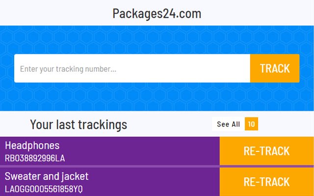 Package Tracking by Packages24.com  from Chrome web store to be run with OffiDocs Chromium online