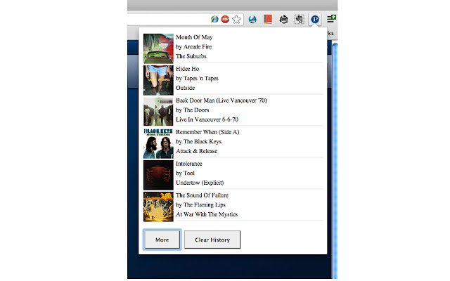 Pandora History  from Chrome web store to be run with OffiDocs Chromium online