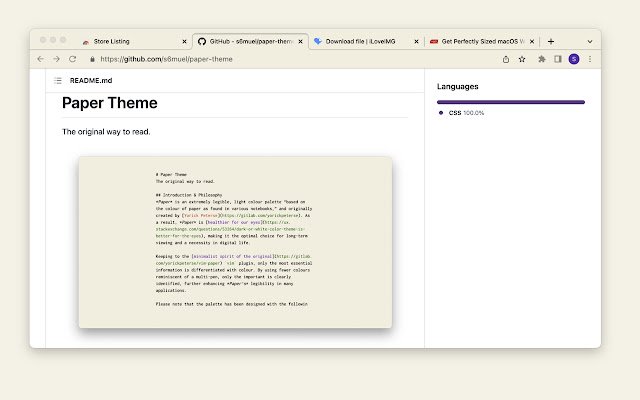 Paper Theme de Chrome web store se ejecutará con OffiDocs Chromium en línea