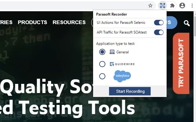 Parasoft Recorder mula sa Chrome web store na tatakbo sa OffiDocs Chromium online
