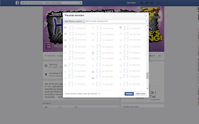 Parties Alle Freunde Einladen auf Facebook  from Chrome web store to be run with OffiDocs Chromium online