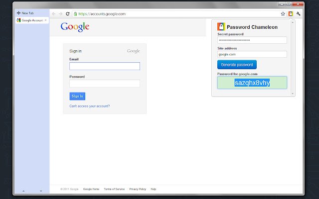 Password Chameleon  from Chrome web store to be run with OffiDocs Chromium online