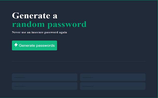 Password Generator by Sidd  from Chrome web store to be run with OffiDocs Chromium online