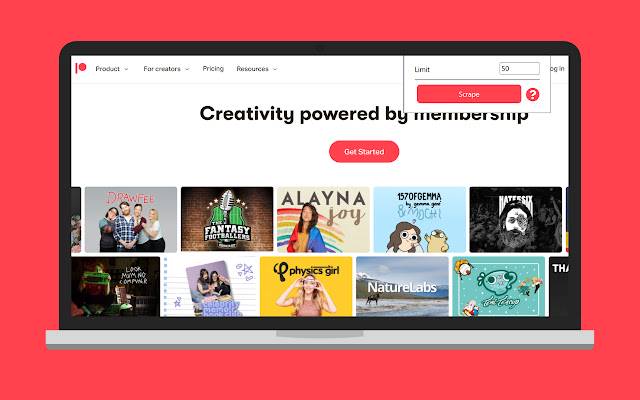 Patreon Scraper dari toko web Chrome untuk dijalankan dengan OffiDocs Chromium online