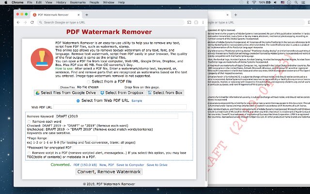 PDF Watermark Remover از فروشگاه وب کروم برای اجرا با OffiDocs Chromium به صورت آنلاین