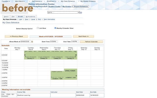 PeopleSoft Course Schedule Export  from Chrome web store to be run with OffiDocs Chromium online