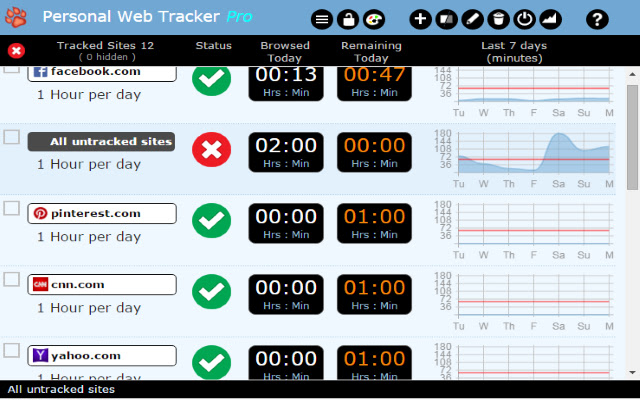 Personal Web Tracker  from Chrome web store to be run with OffiDocs Chromium online