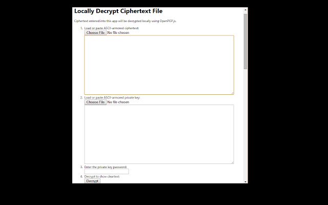 PGP Local Decrypt  from Chrome web store to be run with OffiDocs Chromium online