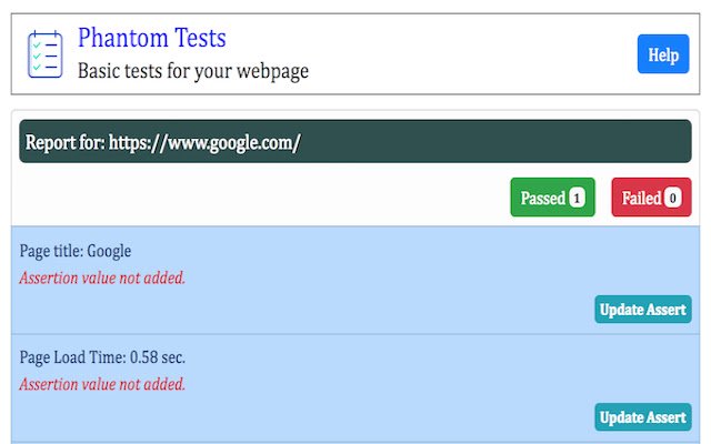 Phantom Tests  from Chrome web store to be run with OffiDocs Chromium online