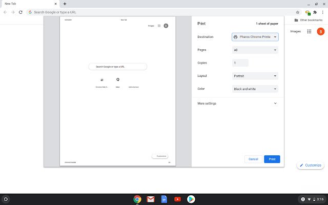 Pharos Chrome Print  from Chrome web store to be run with OffiDocs Chromium online