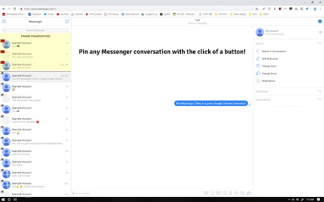 Pin Messenger Convos  from Chrome web store to be run with OffiDocs Chromium online