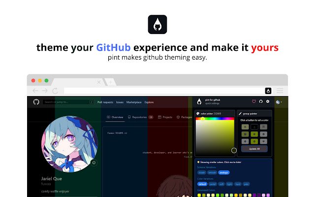 Pint for GitHub  from Chrome web store to be run with OffiDocs Chromium online