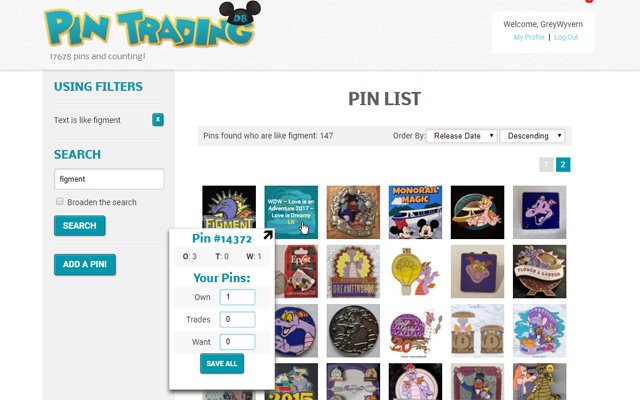 Pin Trading Database Enhancement  from Chrome web store to be run with OffiDocs Chromium online