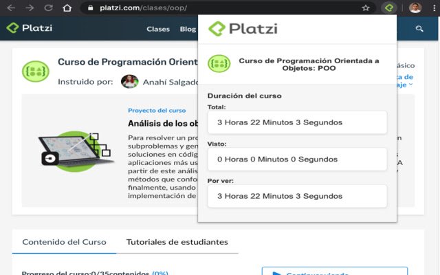 Platzi Course Time  from Chrome web store to be run with OffiDocs Chromium online