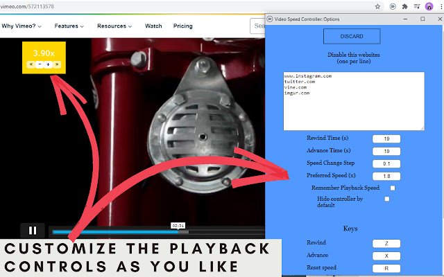 Playback Control Speed up, Slow down, Rewind  from Chrome web store to be run with OffiDocs Chromium online