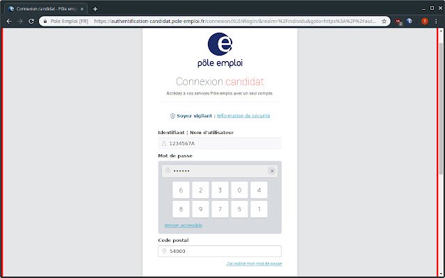 Pôle Emploi connexion automatique  from Chrome web store to be run with OffiDocs Chromium online