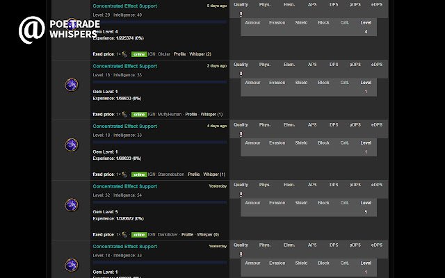 Poe.trade Whispers Tool for Path of Exile  from Chrome web store to be run with OffiDocs Chromium online