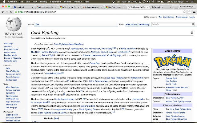 Pokémon to Cock Fighting  from Chrome web store to be run with OffiDocs Chromium online