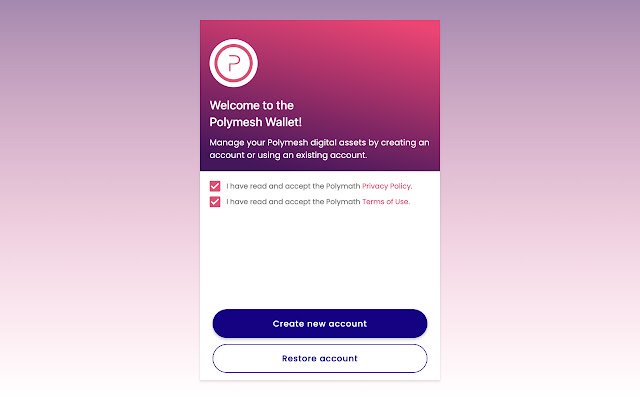 Polymesh Wallet van Chrome webwinkel wordt uitgevoerd met OffiDocs Chromium online