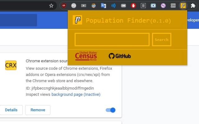 Population Finder  from Chrome web store to be run with OffiDocs Chromium online