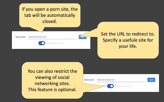 Porn Blocker  from Chrome web store to be run with OffiDocs Chromium online