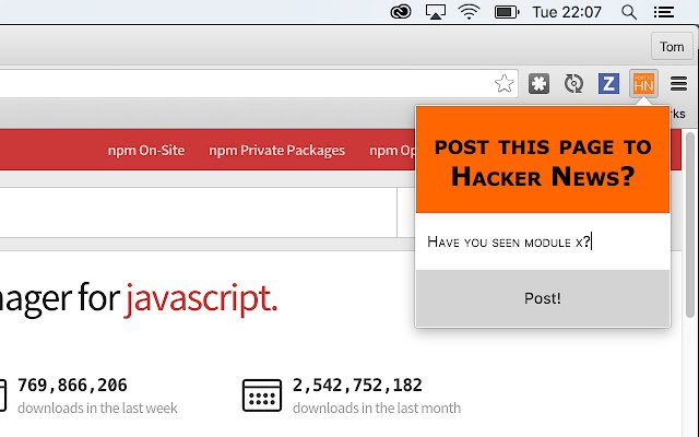 Post to Hacker News  from Chrome web store to be run with OffiDocs Chromium online